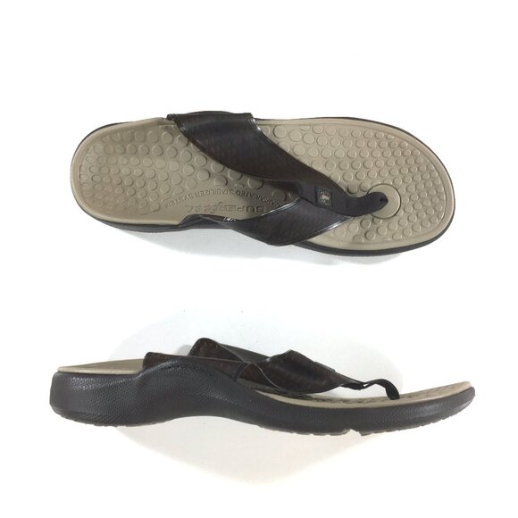 Superfeet Flip Flop Sandals Mens Size 14 Brown - Picture 1 of 8